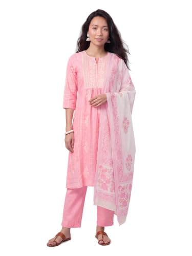 Max Women Embroidered A-line Kurta Set(Pink_XL)