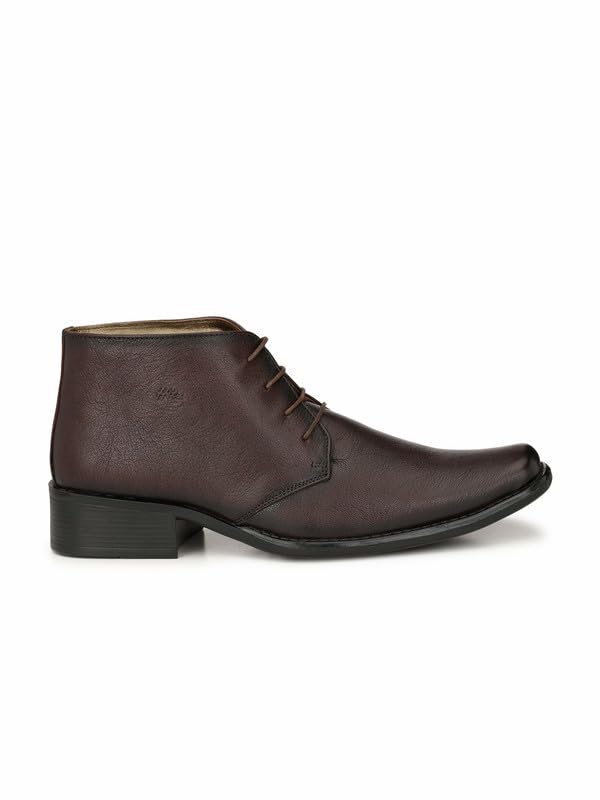 HITZ Men's Brown Leather Derby Formal Ankle Shoes
