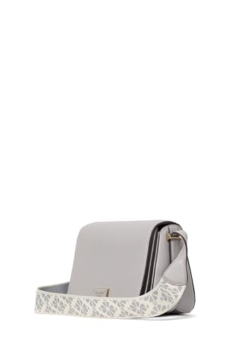 kate spade new york Women's Liv Small Flap Crossbody, Nimbus Grey With Webbed Strap, One Size