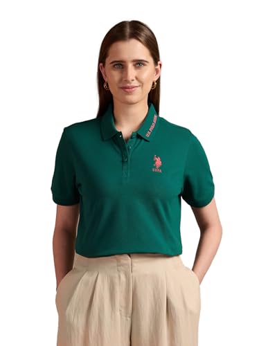 U.S. POLO ASSN. Tipped Collar Relaxed Polo Shirt (UWAW24PTS196_Green_S)