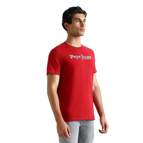 Pepe Jeans Men's Slim Fit T-Shirt (PM509820_Ruby RED