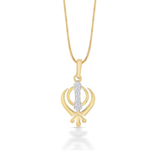 P.N.Gagdil Jewellers 14 Karat Yellow Gold & Diamond Certified Gold Religious Pendant For Women DIDP0073 IJ/SI