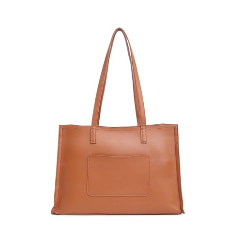 Fastrack Chic Spacious Laptop Tote Bag for Women | Stylish Casual Bag for Ladies, Women, Girls | College, Work Bag Made of High-Quality Faux Leather (Tan)