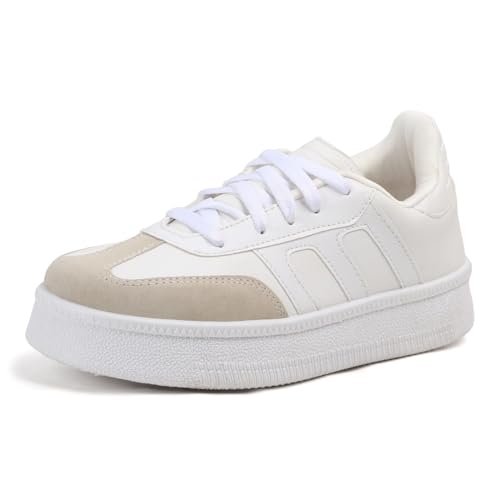 Vendoz Women Sneaker | Cushioned Insole for Comfort | Stylish Lace-Up Design | Lightweigh & Perfect for Casual Outfit for Girls CNV7030WT-36 White