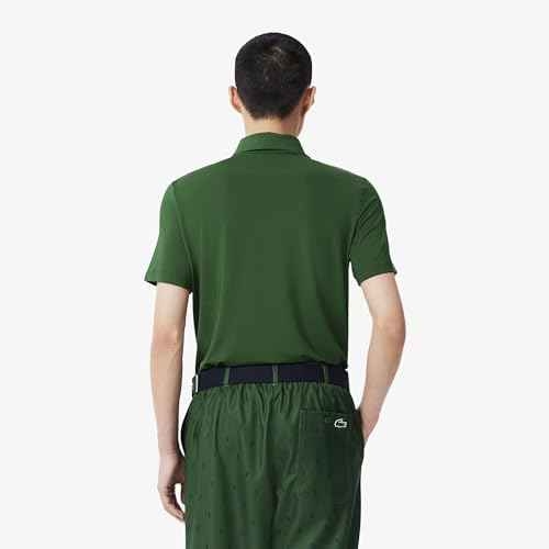 Lacoste Men's Regular Fit Polos (DH8954DJ1_Green / Light Navy Blue