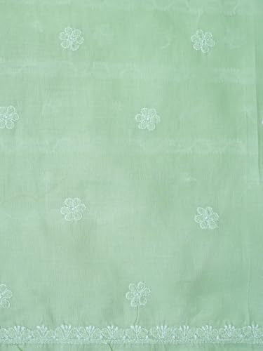 Ada Hand Embroidered Lucknowi Chikankari Unstitched Cotton Dress Material Suit Piece with Dupatta for Women 01A869278 Pistachio Green