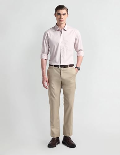 Arrow Mens Pink Geometric Full Sleeve Cotton Fitted Shirt (ARAISH0277_Pink_)