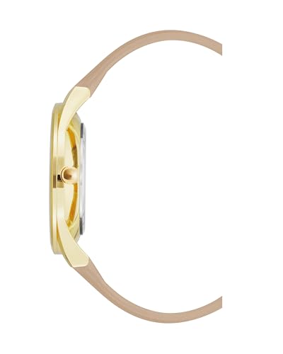 Nine West Women's Analog Quartz Dress Watch, Faux Leather Strap, Scratch-Resistant, Gold-Tone Hands, Brown, Model NW/1994SVTN