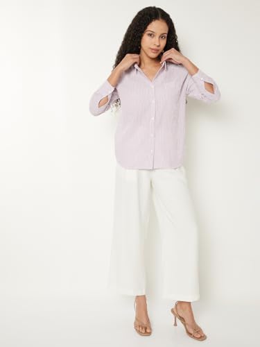 Max Women Regular Fit Striped Shirt (Pink_XXL)