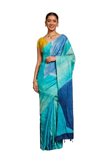 Taneira Women Light Green Bengal Pure Tussar Silk Hand Painted Kantha Saree with Unstitched Blouse Piece (SAIH01AC1405-Light Green)