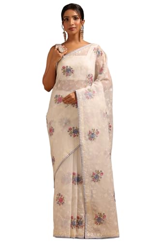 Soch Womens Off White Kota Floral Embroidered Saree
