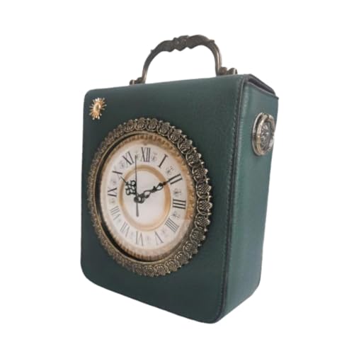 SNAPPSY Womens Leather Shoulder Bag Retro Clock Shaped Bag Lightweight Crossbody Bag Green