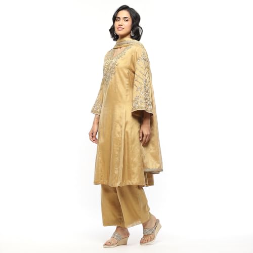 BIBA Women's Cotton Kurta Set (SKDRJPTANA9830AW24GLD_Gold