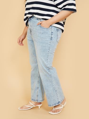 Max Women Washed Flared Jeans (Blue_38)