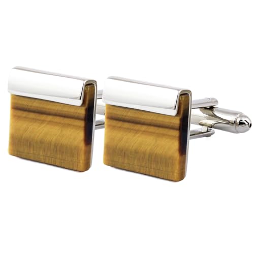 Peluche Natural Tiger's Eye Stone (Semi-precious) Cufflinks for Men