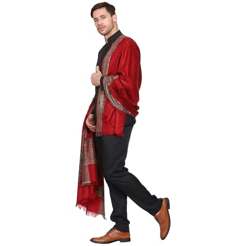 Weavers Villa Men's Woven Acro Wool Gents Shawls, Muffler, Stoles for Men, 100cm x 200cm
