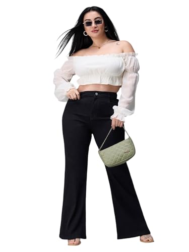 Miss Chase A+ Women's Bootcut High Rise Regular Stretchable Denim Jeans (APAW24DEN86-81-62-40, Black, 40)