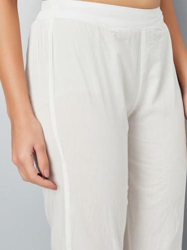 Max Women's Cotton Blend Kurta Set (CTKST54022_Off White