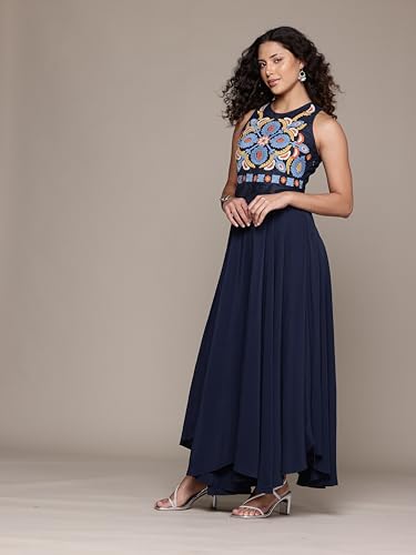 Label RITU KUMAR Blue Carina Crepe Long Dress
