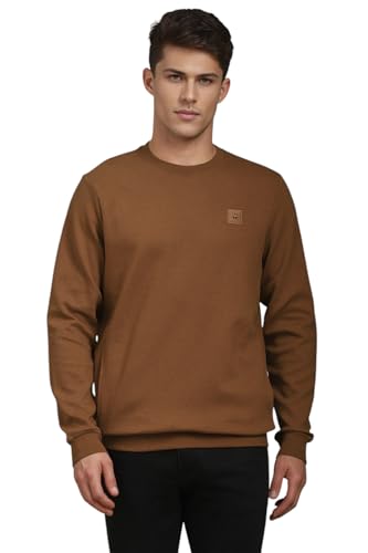 Louis Philippe Men Casual Brown Textured Sweatshirt