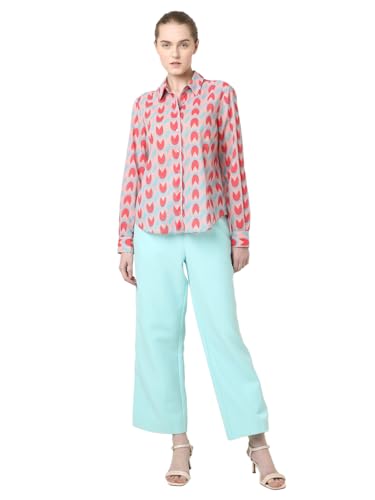 VERO MODA Women Abstract Print Pink Cotton Regular Fit Shirt