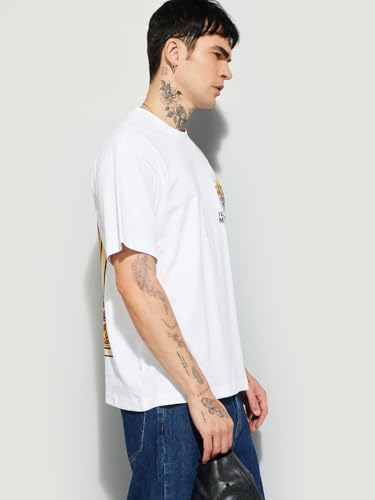 Max URB_N Men Printed Oversized T-Shirt(Off White_S)