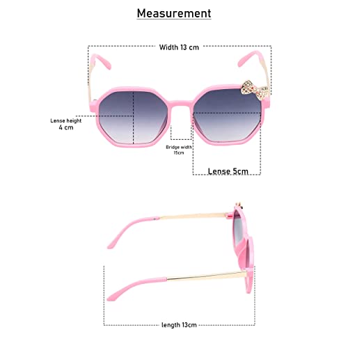 SPIKY Girl's Hexagon Polarized Sunglass With Protective Case Pink Frame, Black Lens, Free Size - (Pack of 1)