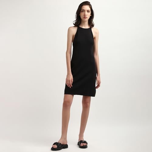 Calvin Klein Department1073 Lyocell A-Line Mini Dress (J20J223518BEH_Ck Black_S)