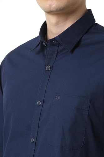 Peter England Men Navy Solid Full Sleeves Casual Shirt