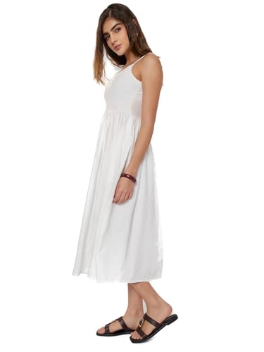 Max Women Smocked A-line Dress (White_XS)