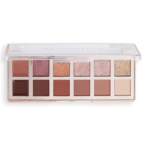 Revolution Beauty, Eyeshadow Palette, 12 Ultra-Pigmented Matte & Shimmer Finishes & Shades, Long-Lasting & Blendable, Vegan & Cruelty-Free (True Icon Bronze)