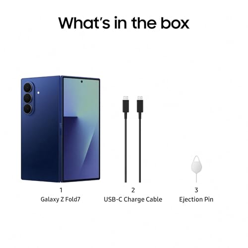 Samsung Galaxy Z Fold7 5G Mobile with Galaxy AI (Blue Shadow, 12GB RAM, 256GB Storage), Ultra Sleek Design with 200MP Camera, Ultra-Smooth Gaming with Powerful Snapdragon 8 Elite, Google Gemini