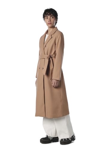 ONLY Women's Solid Loose Fit Brown Coat