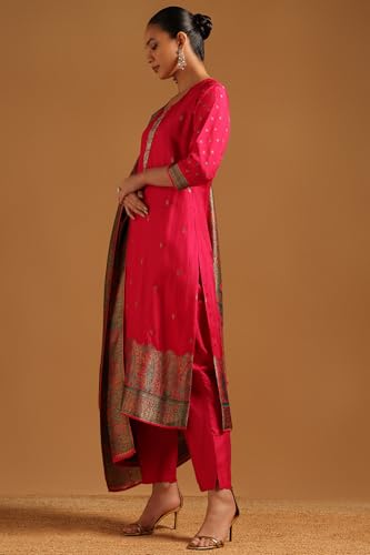 Soch Womens Fuchsia Viscose Salwar Suit With Cutdana
