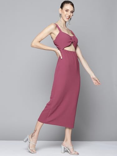 Mauve Waist Cut Out Bodycon Dress