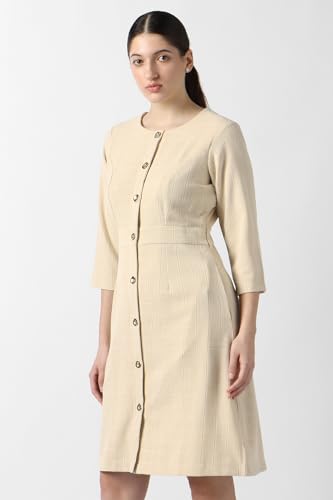 Women Beige Textured Formal Dress