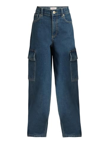 VERO MODA Girl's Solid Wide Leg High Rise Blue Jeans