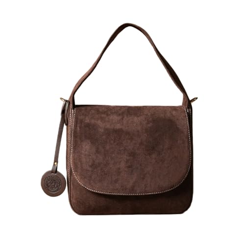 Theater Snackbox Shoulder Bag for Women | Suede Finish Structured Flap Handbag with Adjustable Strap | Medium Everyday Sling Bag with Organized Compartments