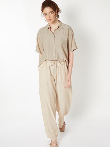Max Women Textured Shirt (Beige_M)