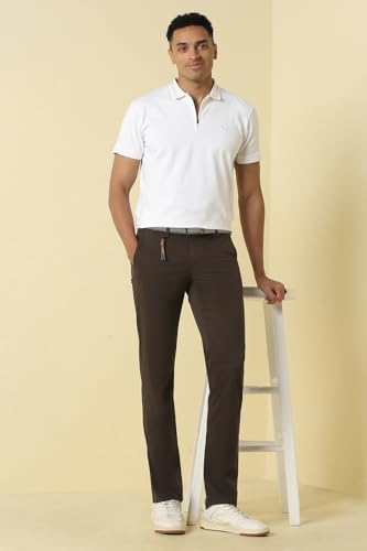Men Brown Solid Casual Trousers