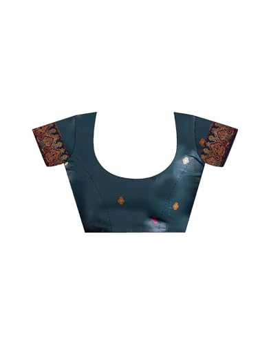 Satrani Women's Silk Kashmiri Minakari Weaving Saree with Unstitched Blouse Piece (4314S605N_Rama Blue)