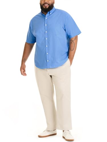 Van Heusen Men's Big and Tall Wrinkle Free Short Sleeve Button Down Shirt, Riviera Blue, 4X-Large Big