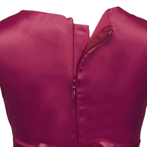Hopscotch Girls Knee Length Party Fit And Flare Dresses in Burgundy Color for Ages (5-6 Years)
