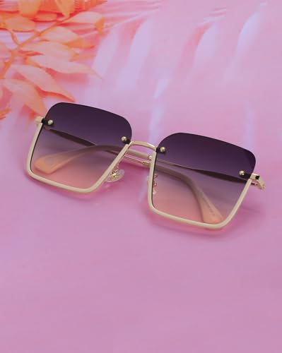 Carlton London Premium Gold Toned & UV Protected Lens Oversized Sunglass for women - SaumyasStore
