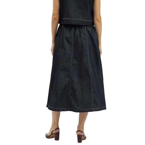 United Colors of Benetton Solid Denim Skirt (Size:24)-25P4DENIM752I90124 Blue