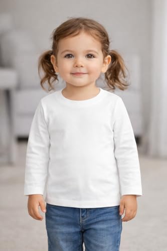 BODYCARE Round Neck Girls Tshirts White & Black Solid | 12-18 M