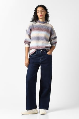 Women Multi Textured Round Neck Sweater