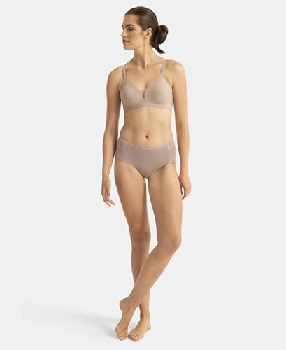 Jockey 1844 Women's Wirefree Padded Soft Touch Microfiber Elastane Medium Coverage Bonded Tech T-Shirt Bra with Reinforced Side Support_Oyster_34B