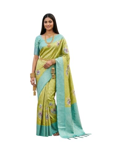 SREE KUMARAN Women's Kanchipuram Kubera Silk Pure Pattu Sarees – Peacock Art Butta With Blouse