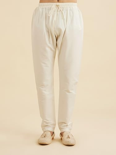 Manyavar Men's Art Silk Printed | Thread Work Kurta Jacket Set (Mustard,L)